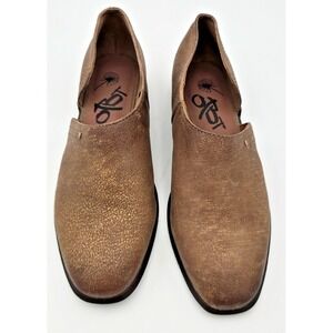 OTBT Womens 7M Coyote Hickory Brown Leather Half d'Orsay Flat Heel Loafer Shoes